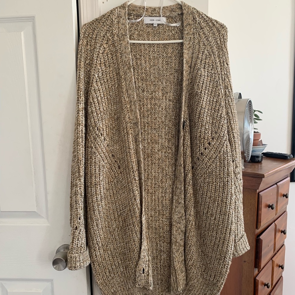 Oversized Taupe Knit Cardigan